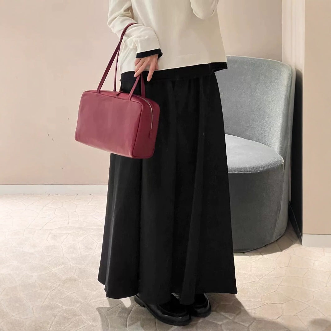 Women's Minimalist Bowling Cowhide Leather Commute Large Small Square Bags