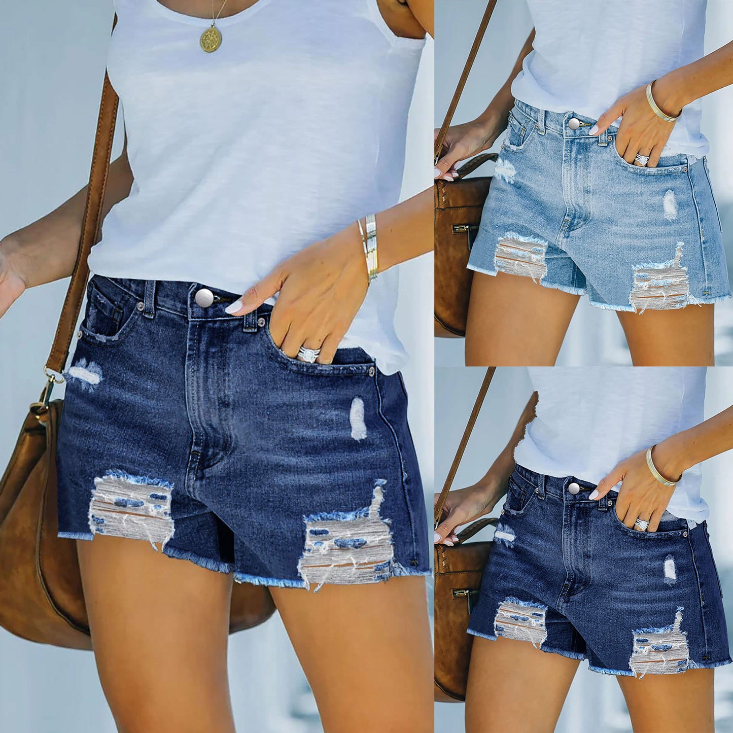 Stylish Women's Ripped Stretch Slim Denim Shorts