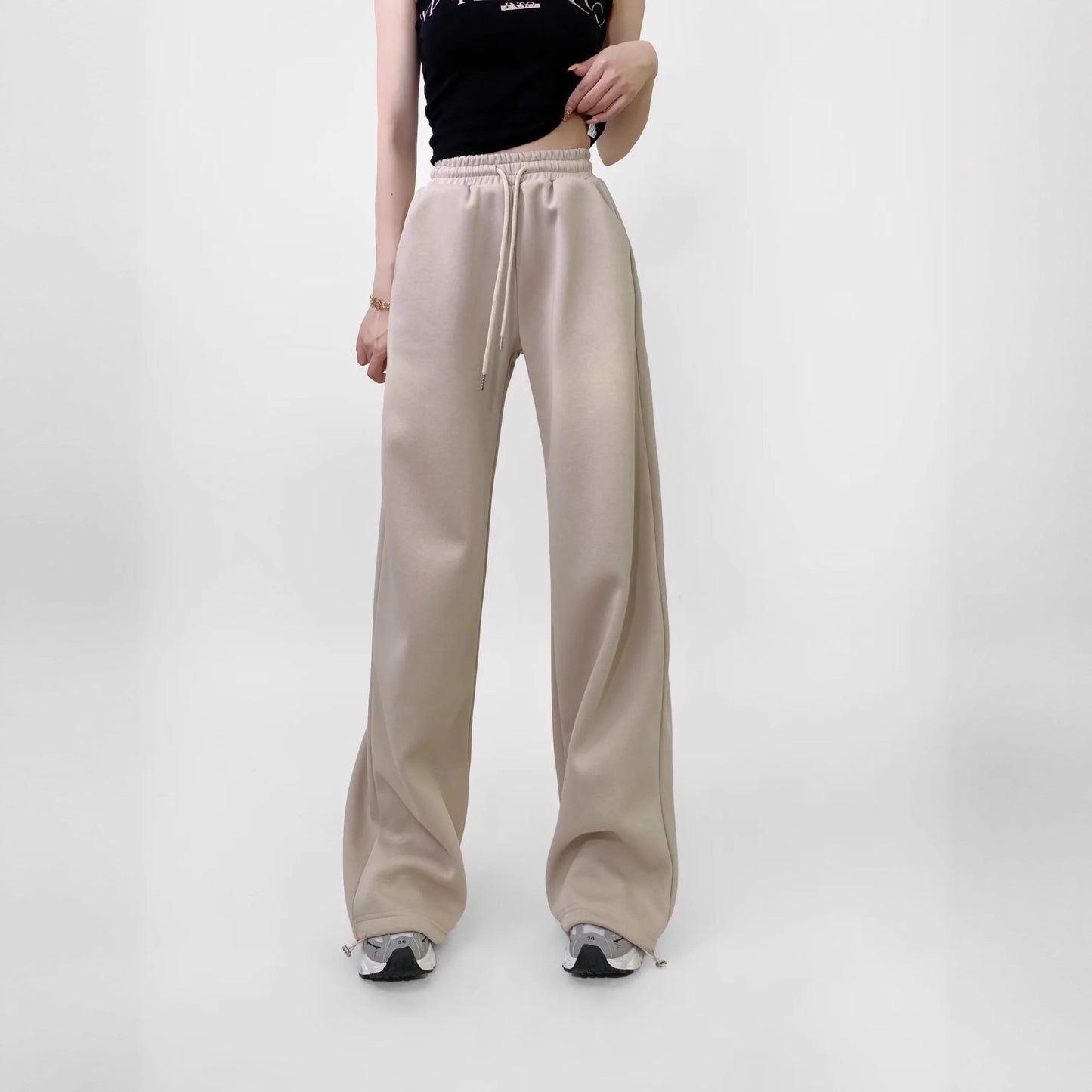 Casual Basic Style Versatile Elastic Lace Pants