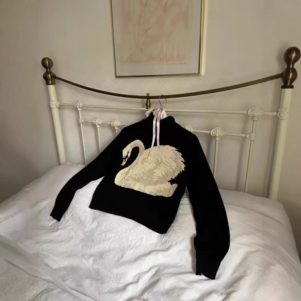 Graceful Fashion High-necked Swan Pattern Warm Sweaters