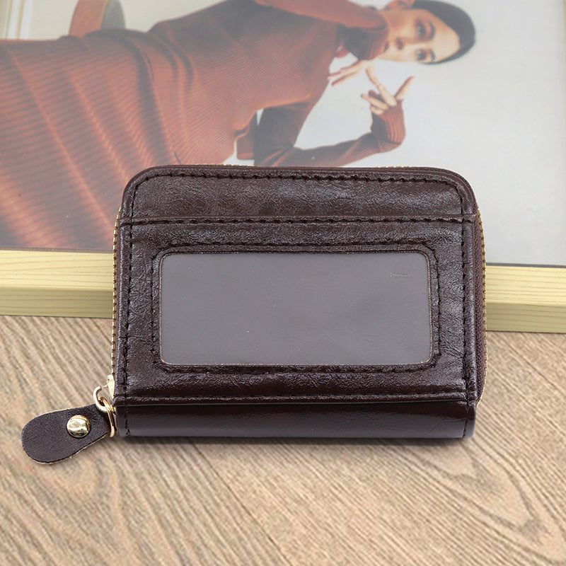 Oil Wax Vintage Organ Multifunctional Multi Card Holder