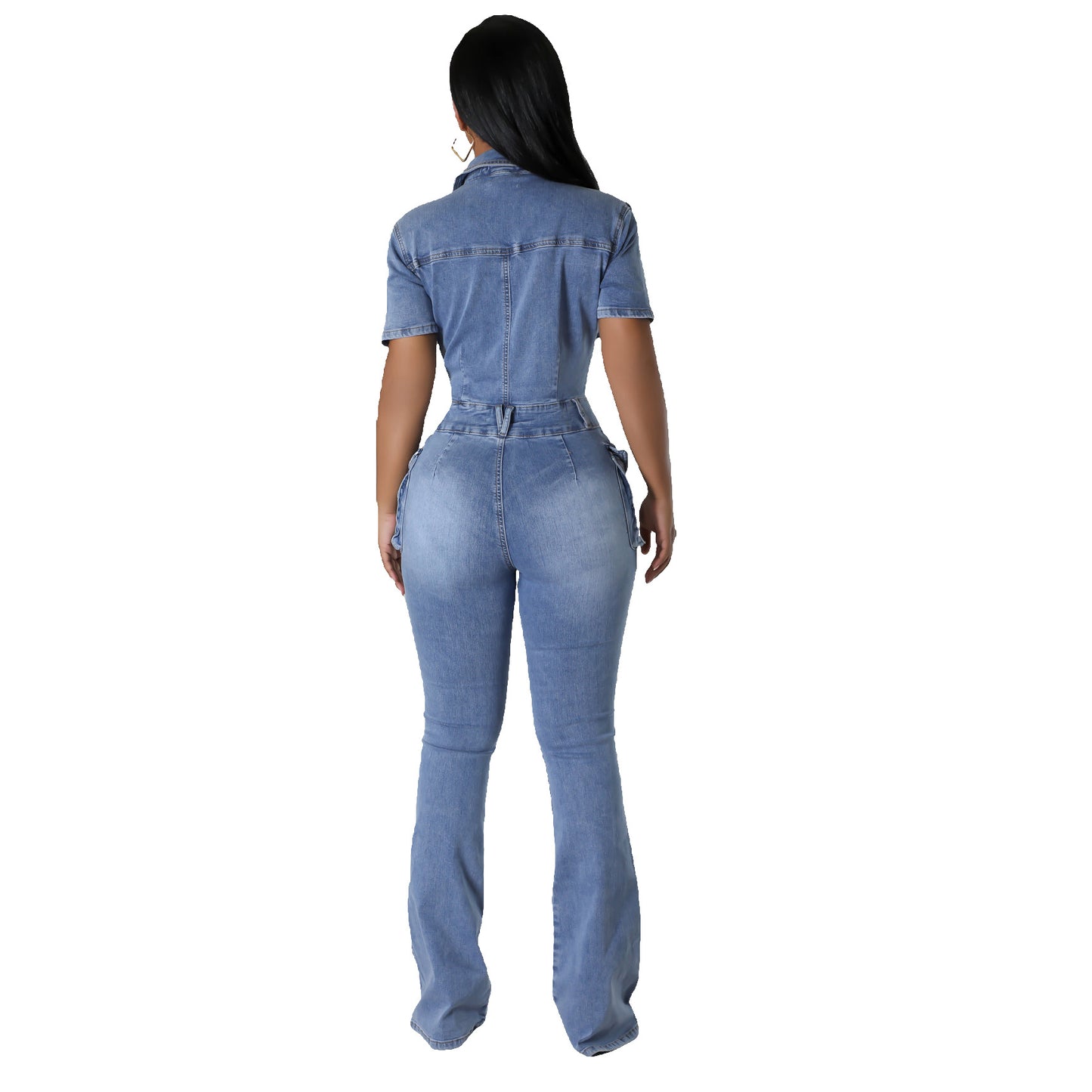 Waist Slim Elastic Fried Flower Wash Jumpsuits