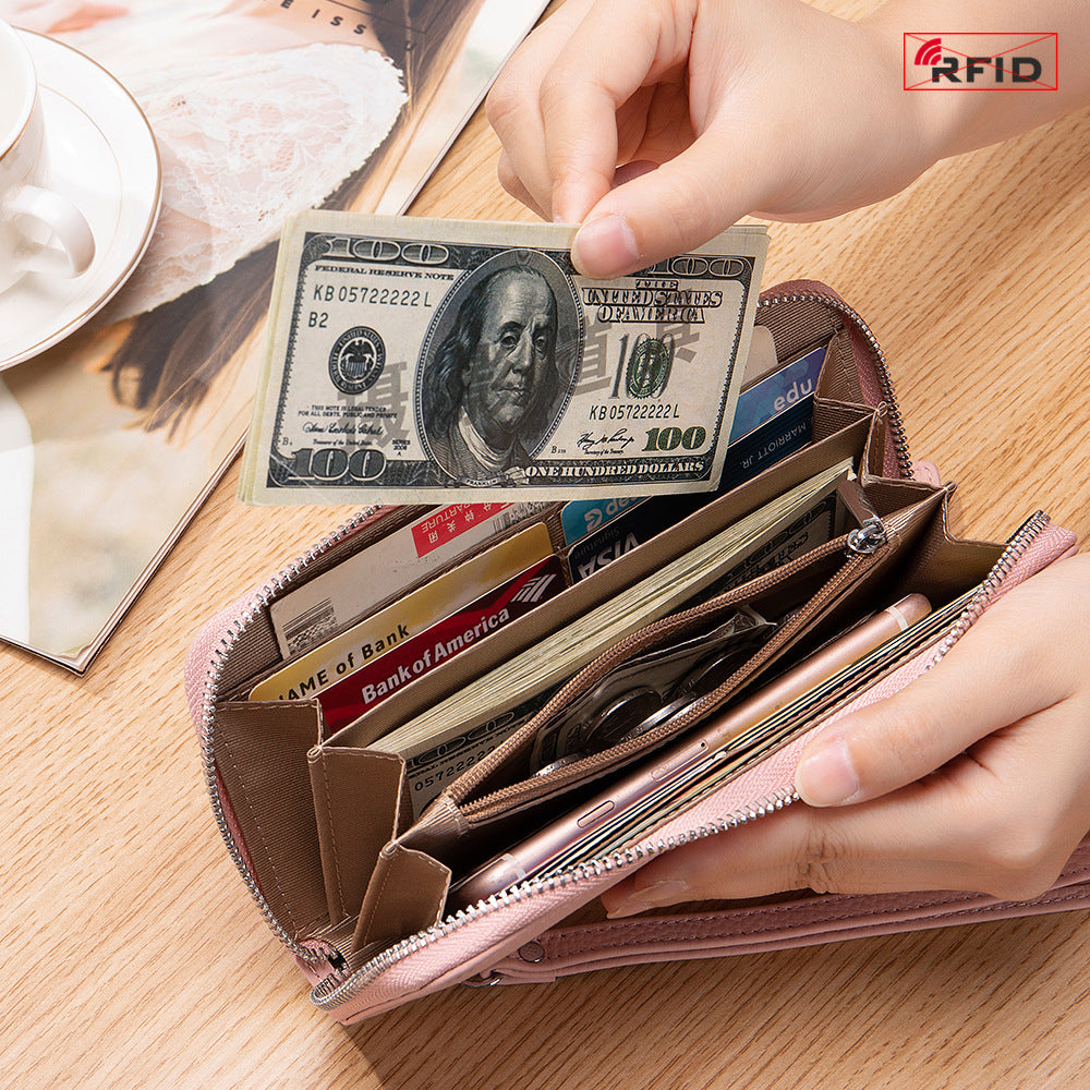 Women's First Layer Cowhide Clutch Genuine Leather Simple Ladies Wallets