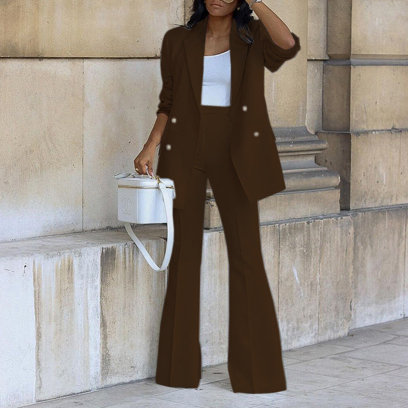 Pretty Women's Autumn Simple Professional Two-piece Fashion Casual Suit