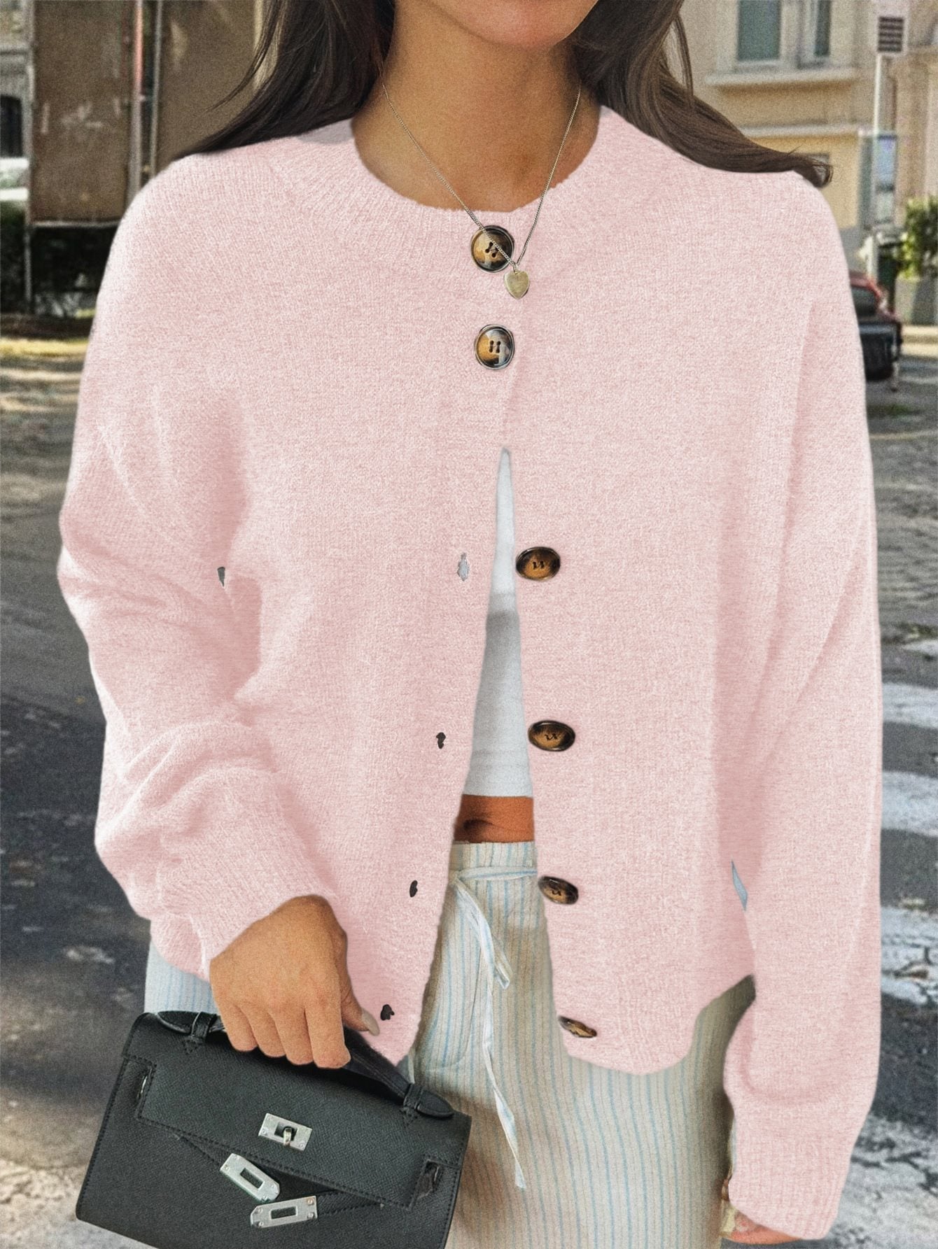 Women's Casual Simple Buttons Long Sleeve Sweaters