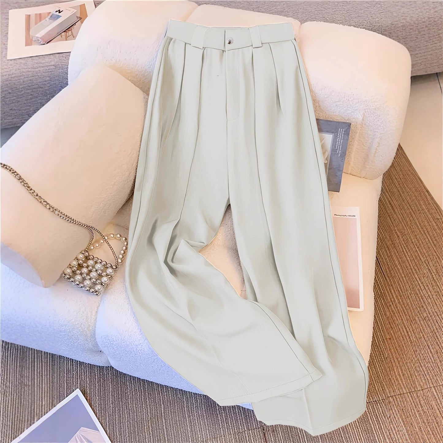 High Waist Wide Leg Casual Mopping Floor Pants