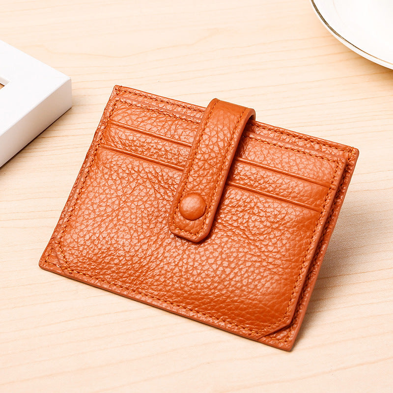 Women's & Men's & Cowhide Genuine Leather Bank Korean Card Holder