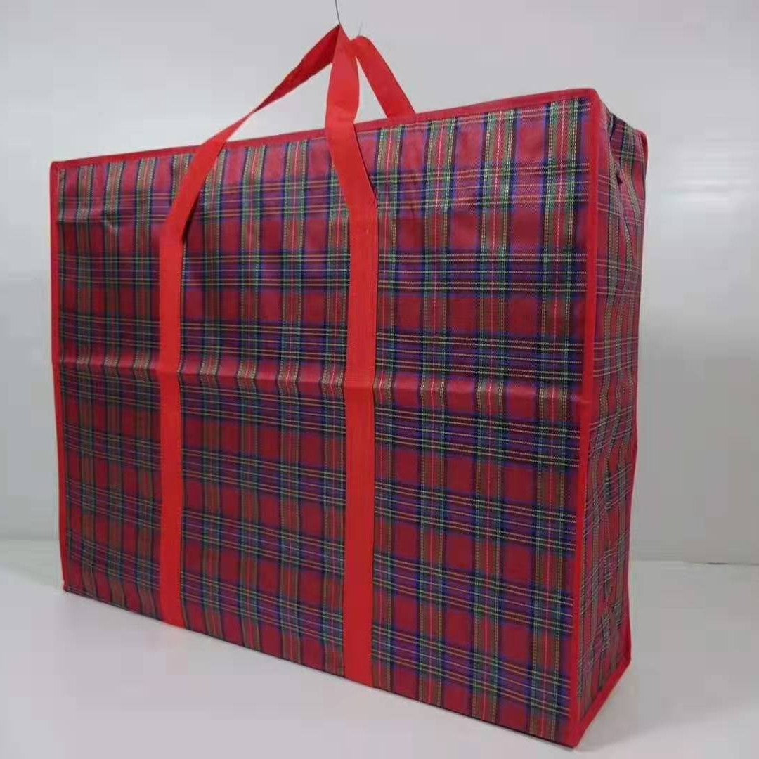 Large Thickened Plaid Packing Woven Zero Travel Bags
