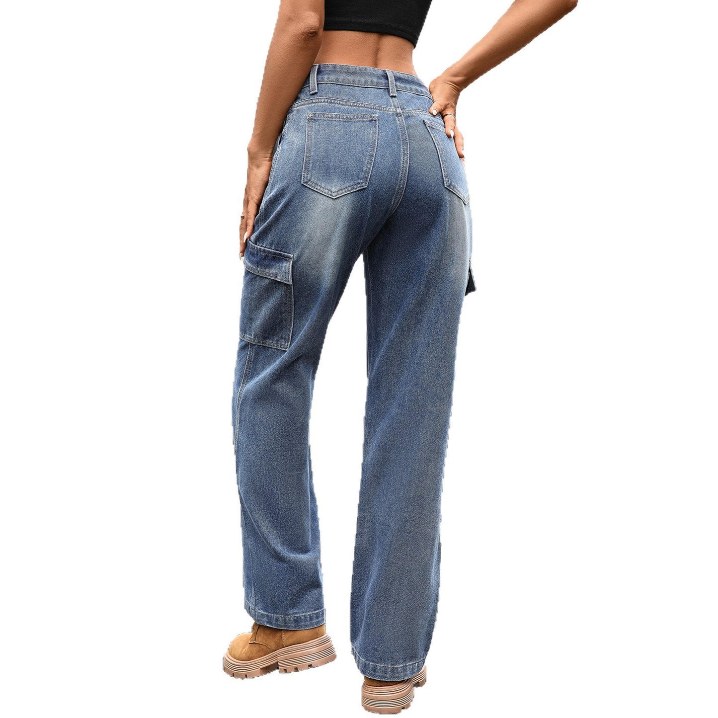 Women's Straight American Casual Lace Up Work Jeans