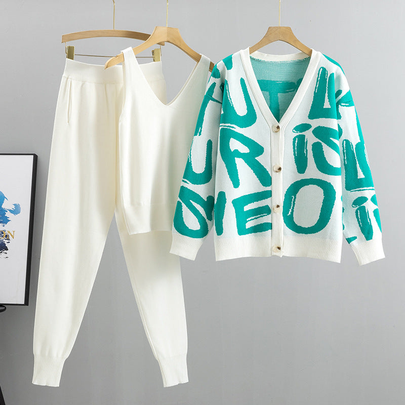 Women's Style Slimming Knitting Casual European Goods Fashionable Three-piece Suits