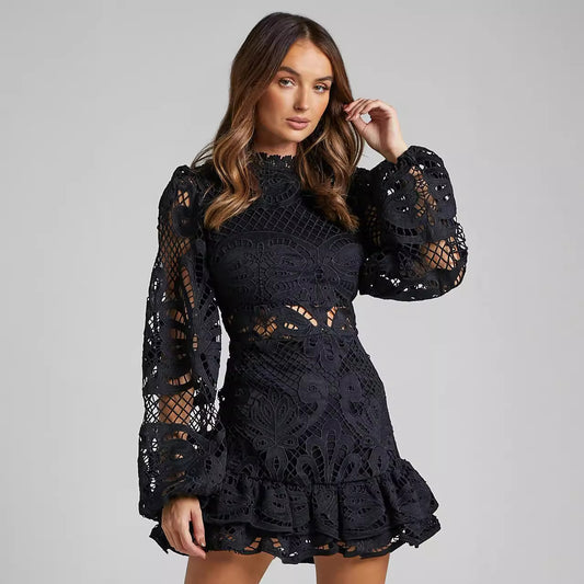 Lantern Long Sleeve Dress A- Line Shorts