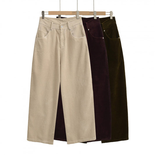 Women's Fleece-lined Thick Corduroy High Waist Slimming Loose Pants
