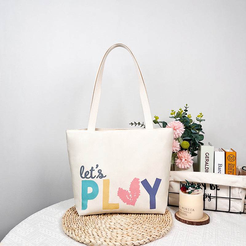 Letter Fashion Artistic Canvas Large Capacity Handbags