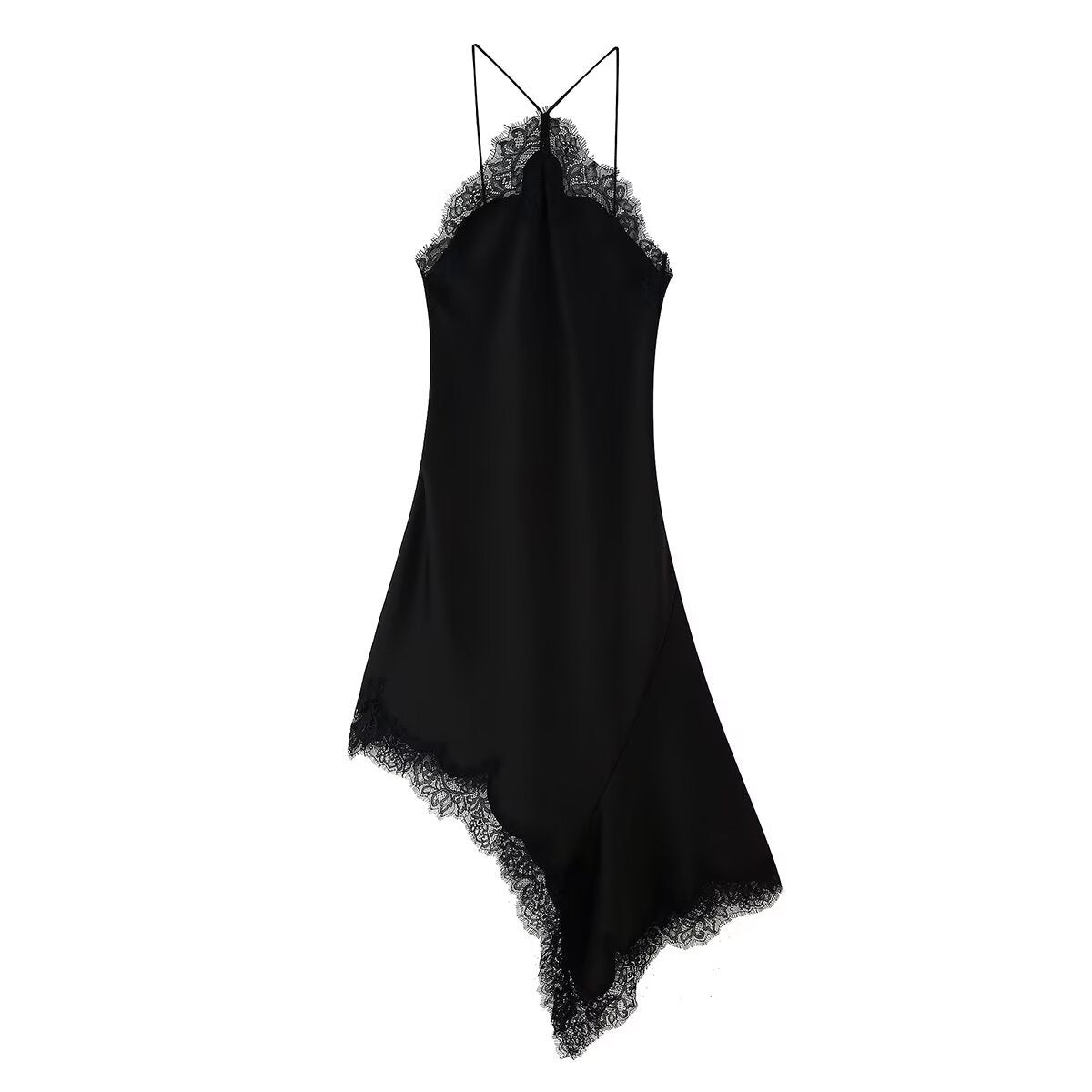 Women's Halter Lace Silk Satin Dress Dresses