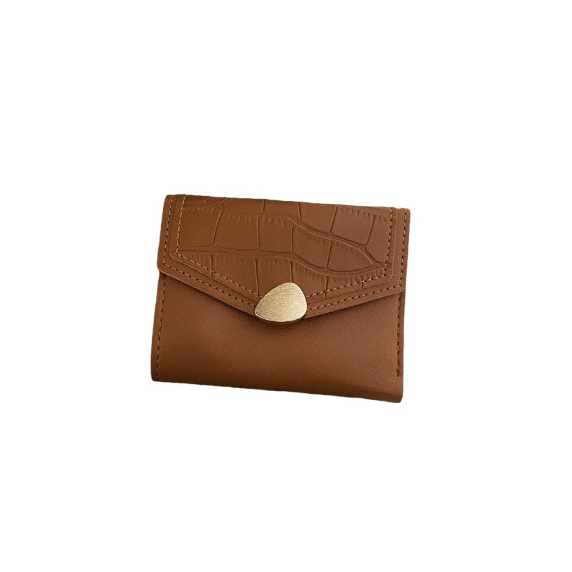 Women's Short Stone Pattern Retro Folding Ladies Wallets