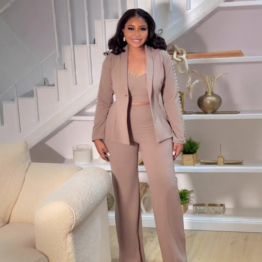 New Elegant Commuter Pearl Lapel Three-piece Suits