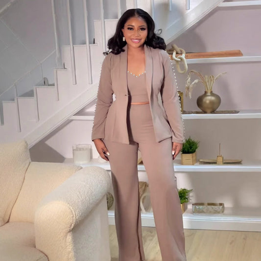 New Elegant Commuter Pearl Lapel Three-piece Suits