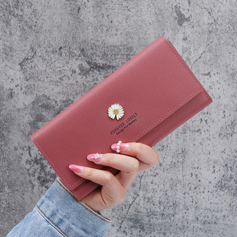 Women's Long Large Capacity Zipper Simple Daisy Ladies Wallets