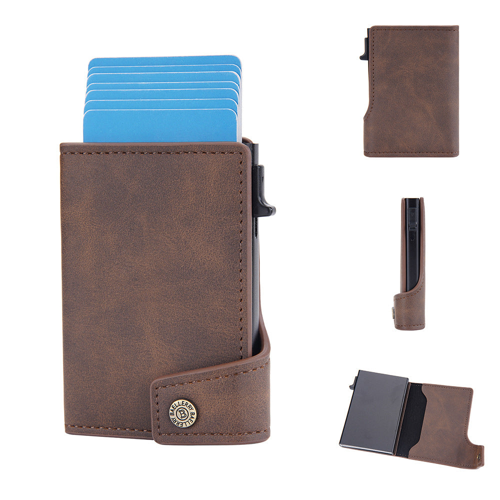 Men's Side Push Vintage Metal Aluminum Box Card Holder