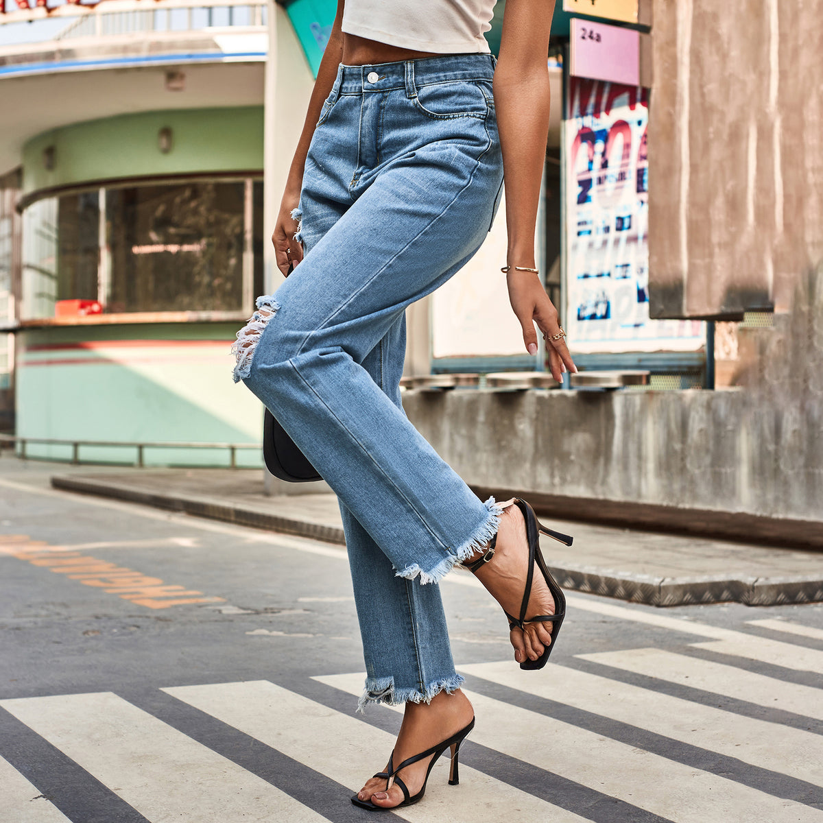 Women's Summer Denim Temperament Ripped Trousers Clothes Women's Jeans