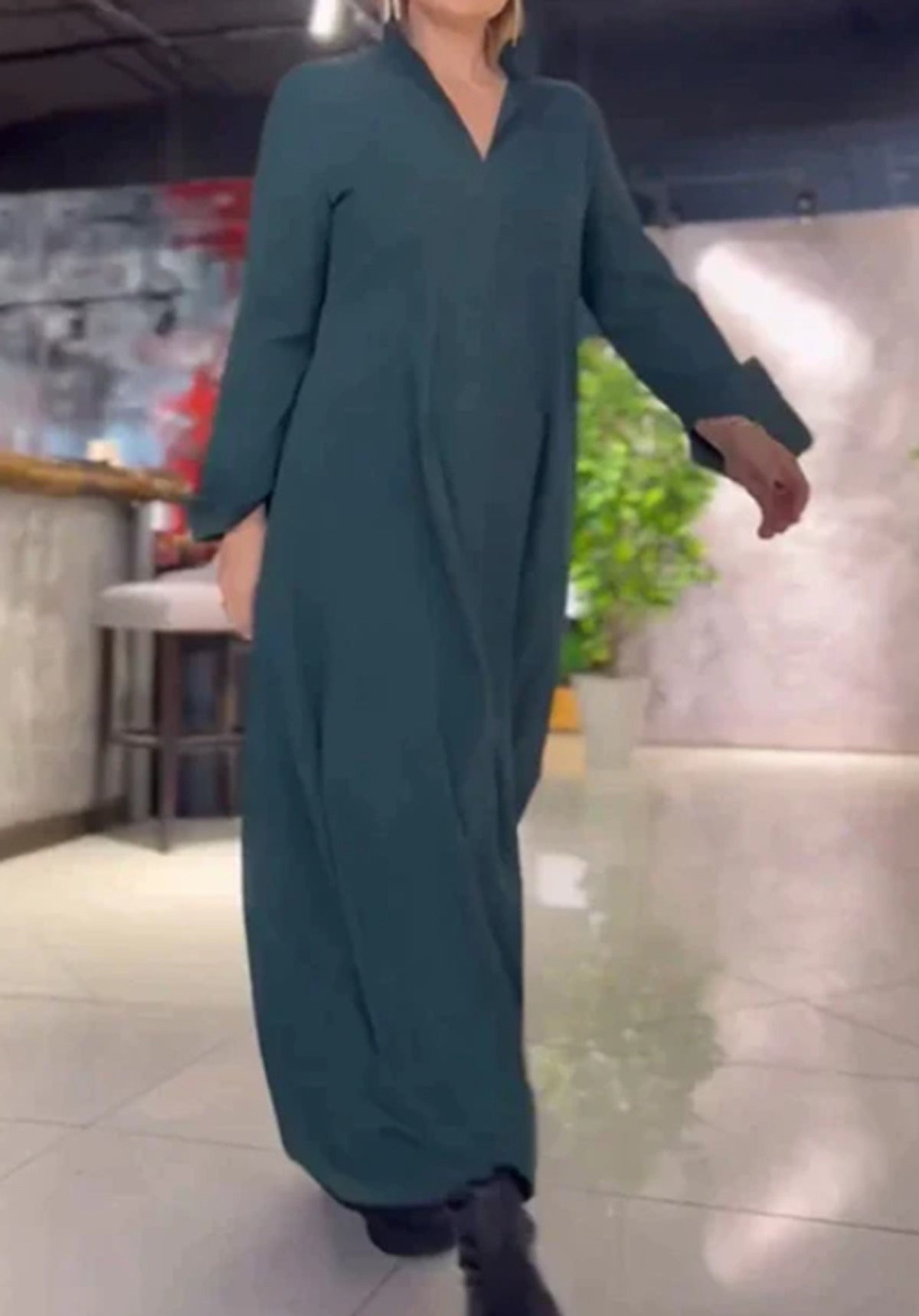 Women's Casual Loose Solid Color Pullover Long Dress