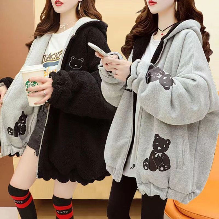Women's Wear Lamb Wool Veet Padded Thickened Korean Coats