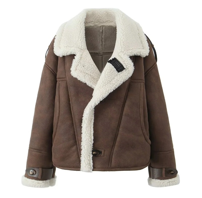 Women's Colors Fur Integrated Lamb Wool Thick Coats