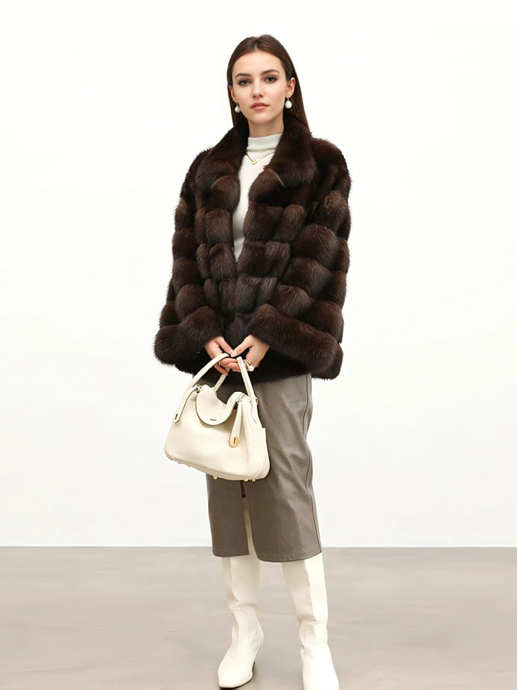 Women's Starry Russian Zibeline Artificial Fur Fashion Coats