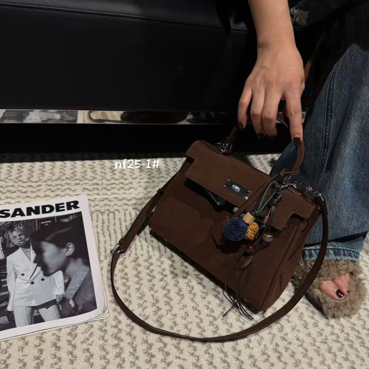 Women's High-grade Portable Kelly Matte Leather Fashion Crossbody Bags