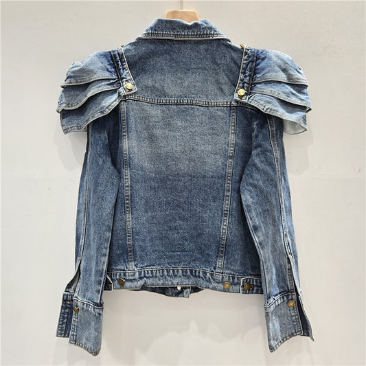 Women's Detachable Padded Shoulder Denim Korean Stylish Jackets
