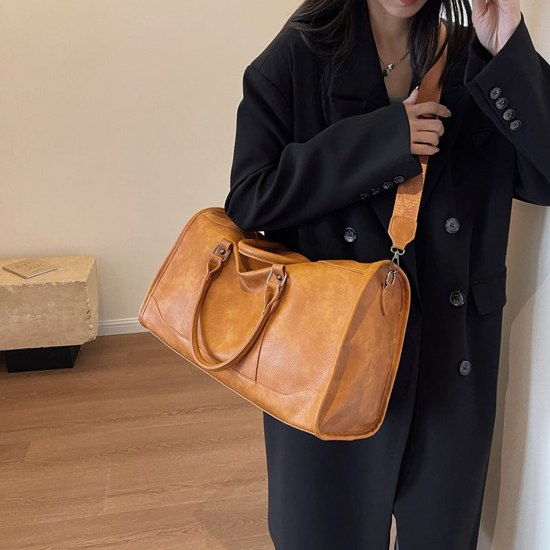 Women's Popular Leather Vintage Lightweight Short-distance Travel Bags