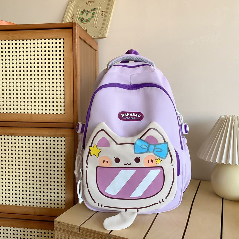 Female Cute Cat High Korean Style Easy Middle School Students' Schoolbags