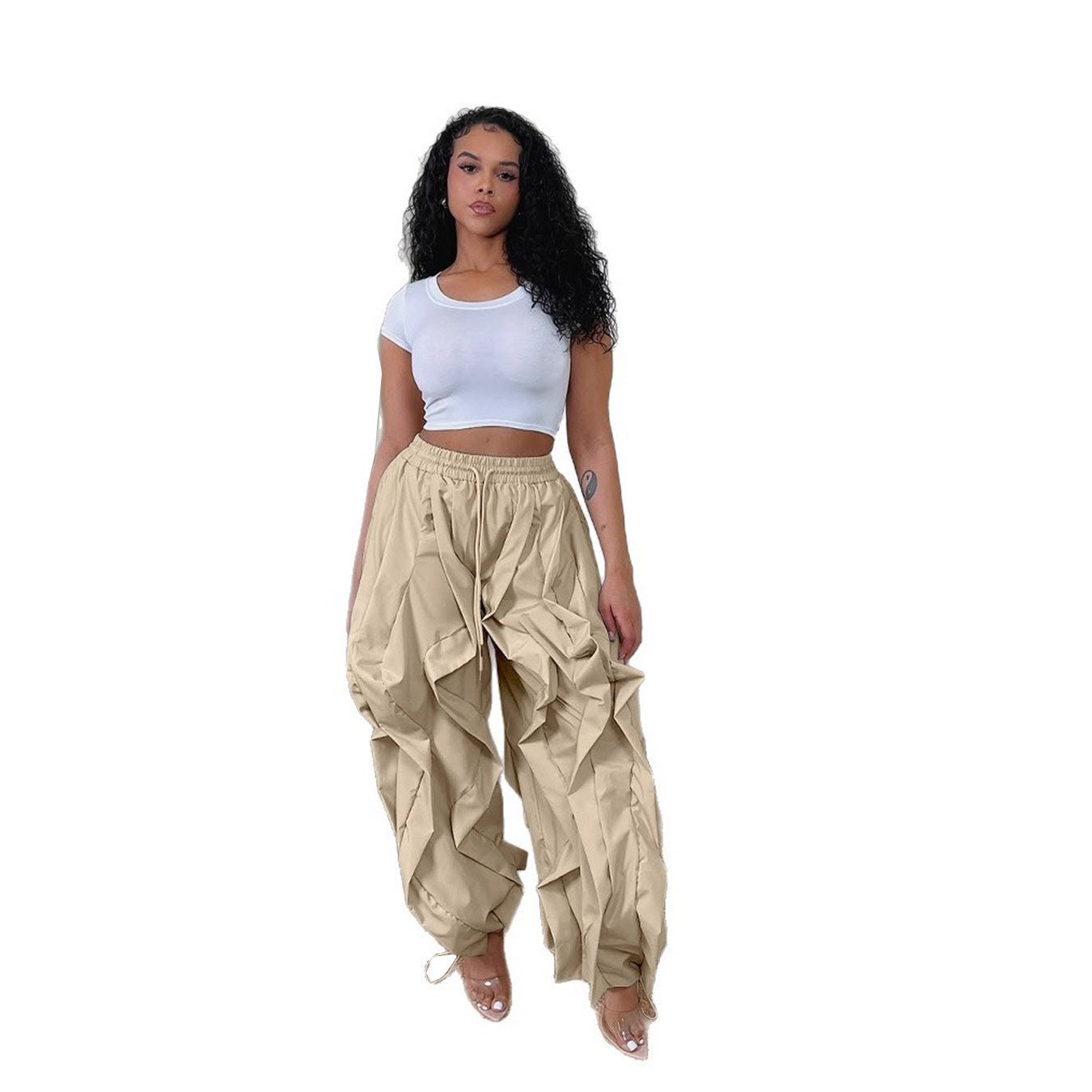 Elegant Stitching Lace Bloomers Ankle Banded Pants