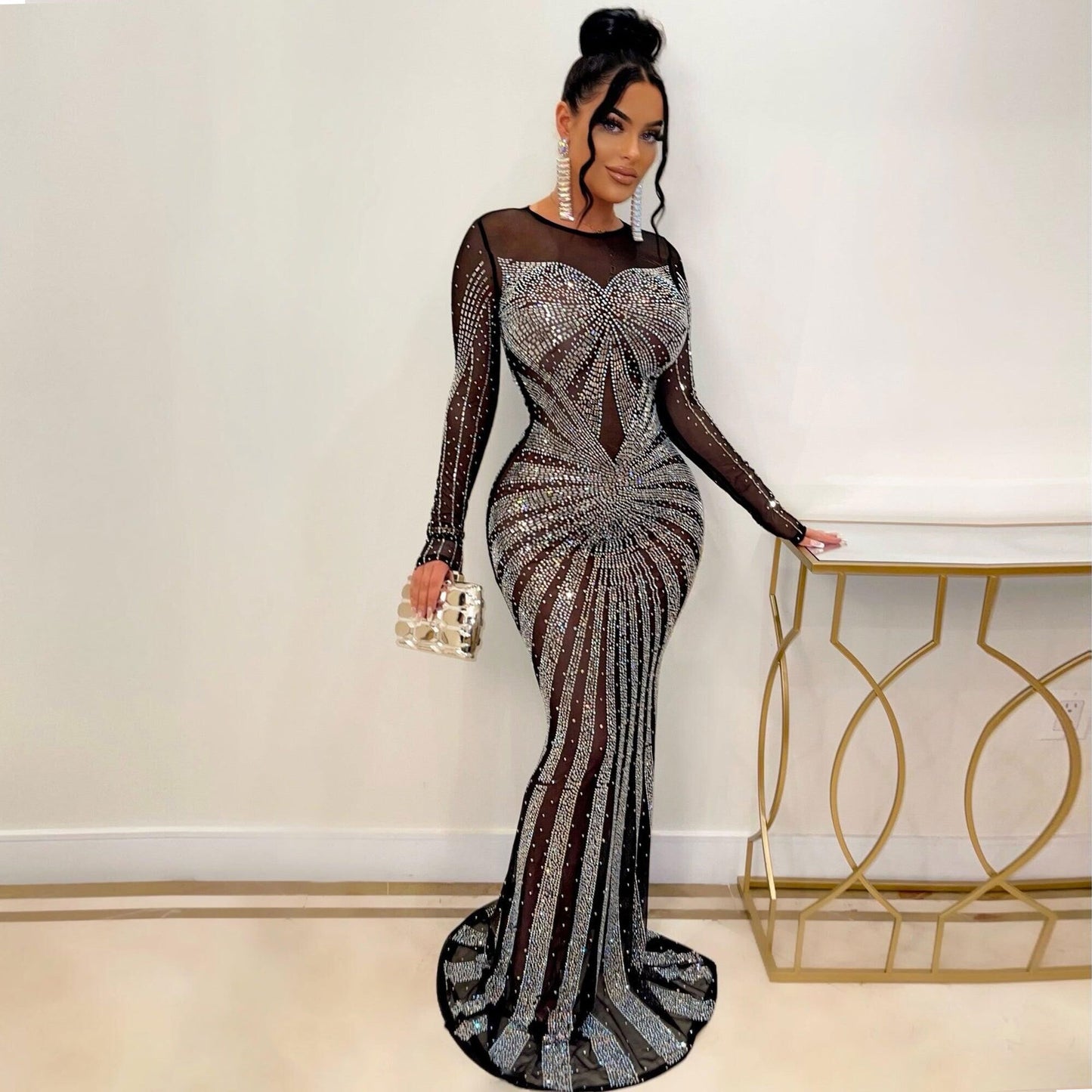 Sexy Rhinestone Mop Dress Nightclub Uniforms Dresses