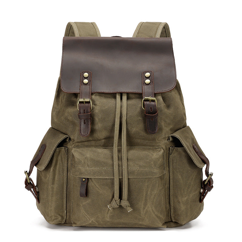 Leather Canvas Trend Computer Waterproof Oil Backpacks