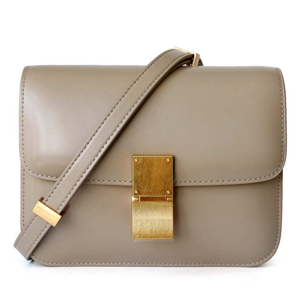 Elegant Women's Classic Leather Glossy Commute Small Square Bags