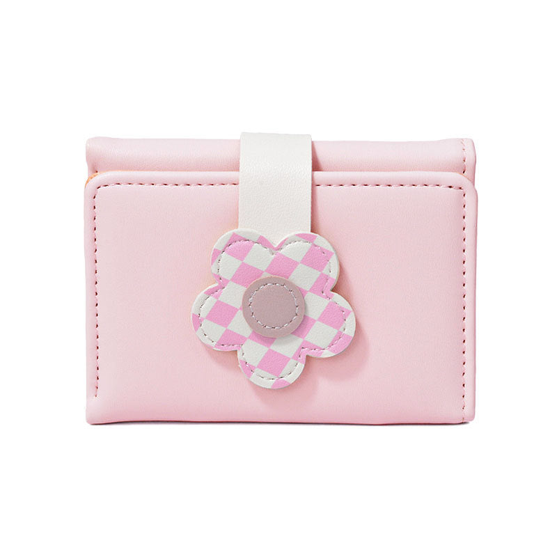 Flower Snap Button Cute Fashion Leather Ladies Wallets