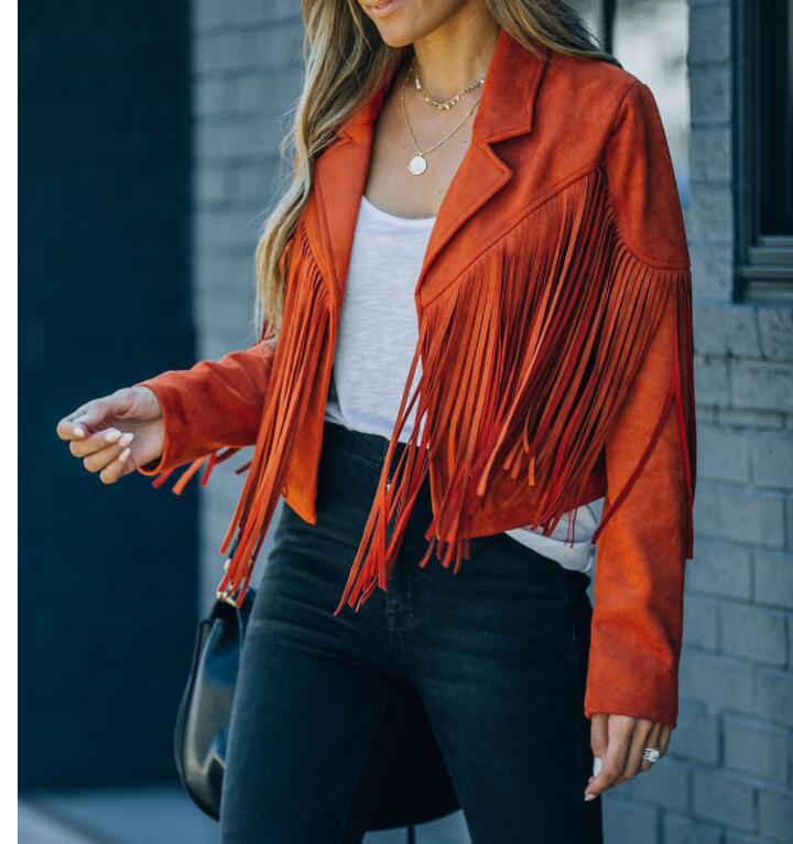 Women's Autumn Slim Long Sleeve Tassel For Coats
