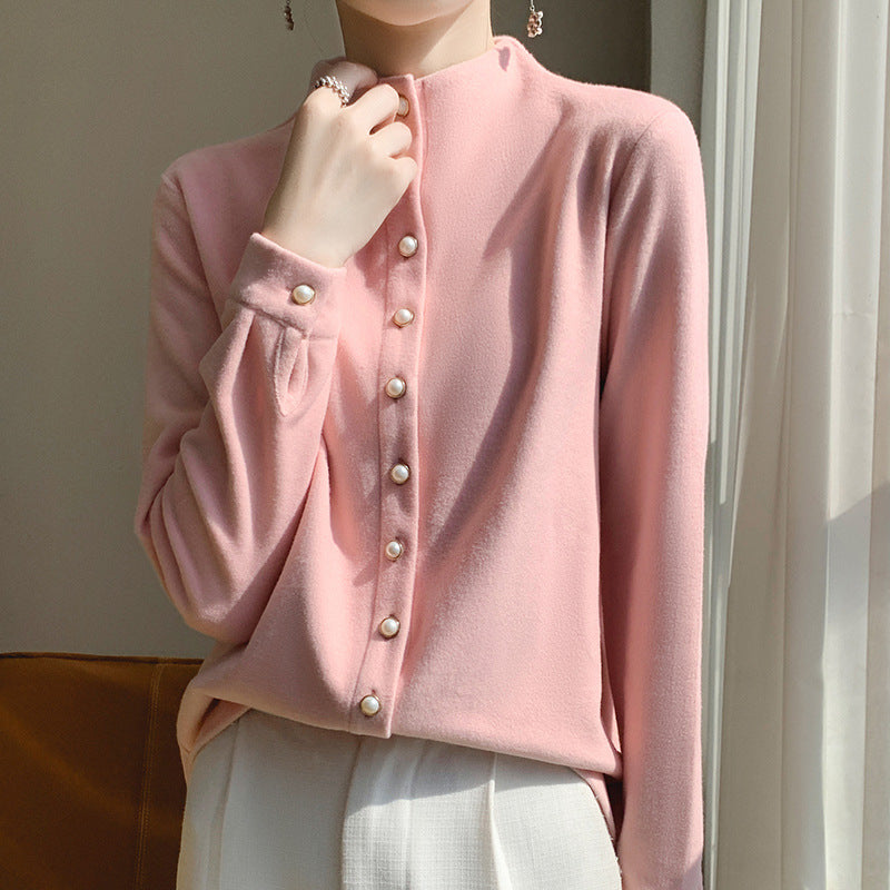 Women's Double-sided Warm Shirt Half Turtleneck Fashion Blouses