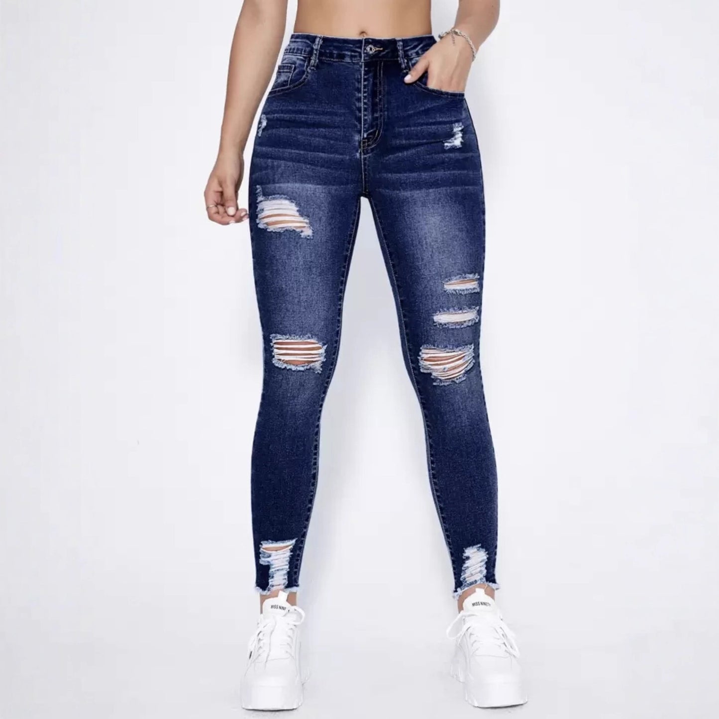 Women's Ripped Slim Stretch Denim Skinny Pants