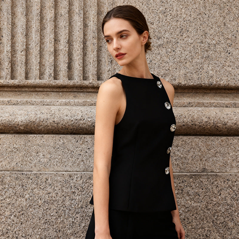Women's French Style Temperament High-grade Sleeveless Autumn Tops