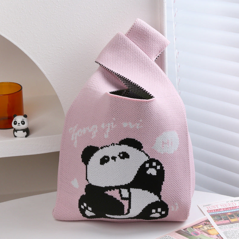 Panda Grandpa Cute Everyday Joker Polyester Handbags