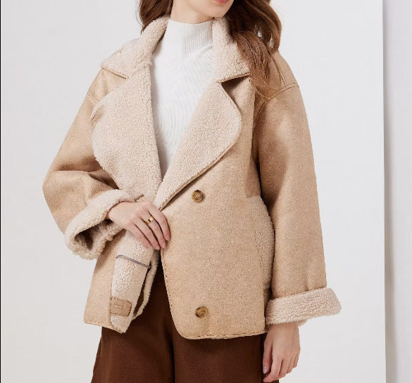 Women's Retro Imitation Lamb Wool Lapel Fur Coats