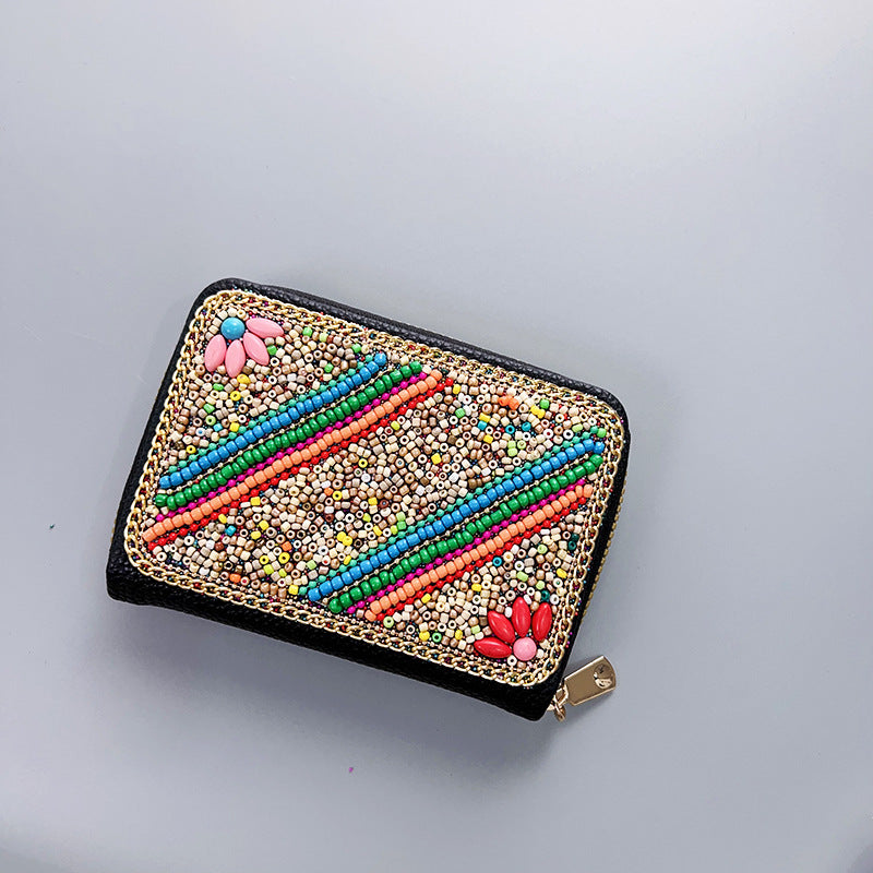 Ethnic Style Vintage Organ Handmade Bead Single Card Holder