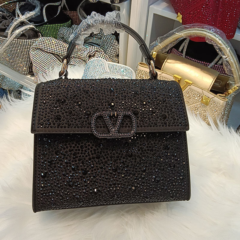 Women's Diamond Rhinestone Flip Retro High-grade Light Crossbody Bags