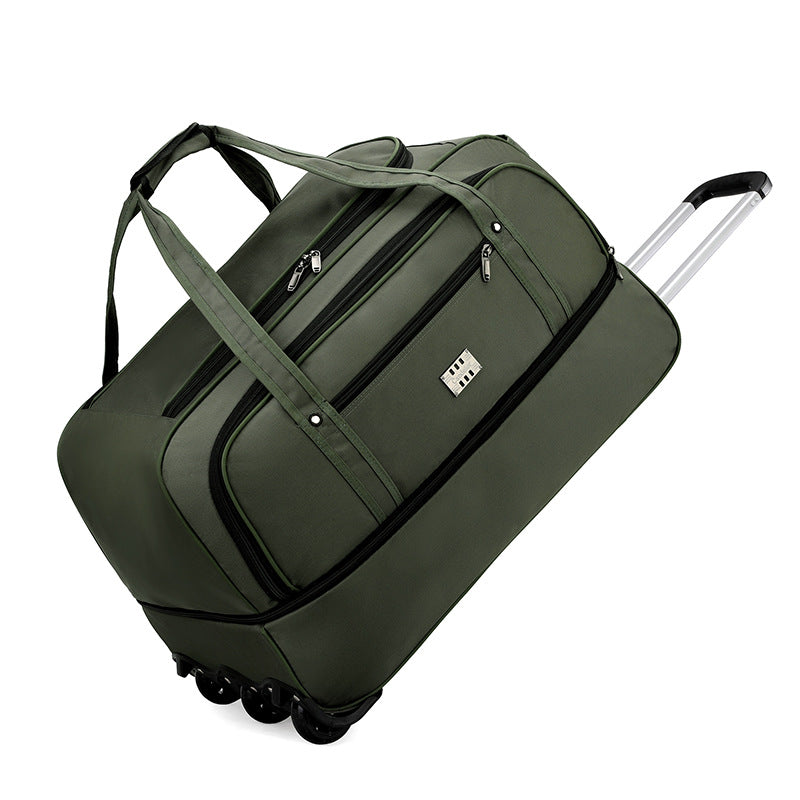 Capacity Oxford Cloth Foldable Tug Heightened Three Wheels Travel Bags