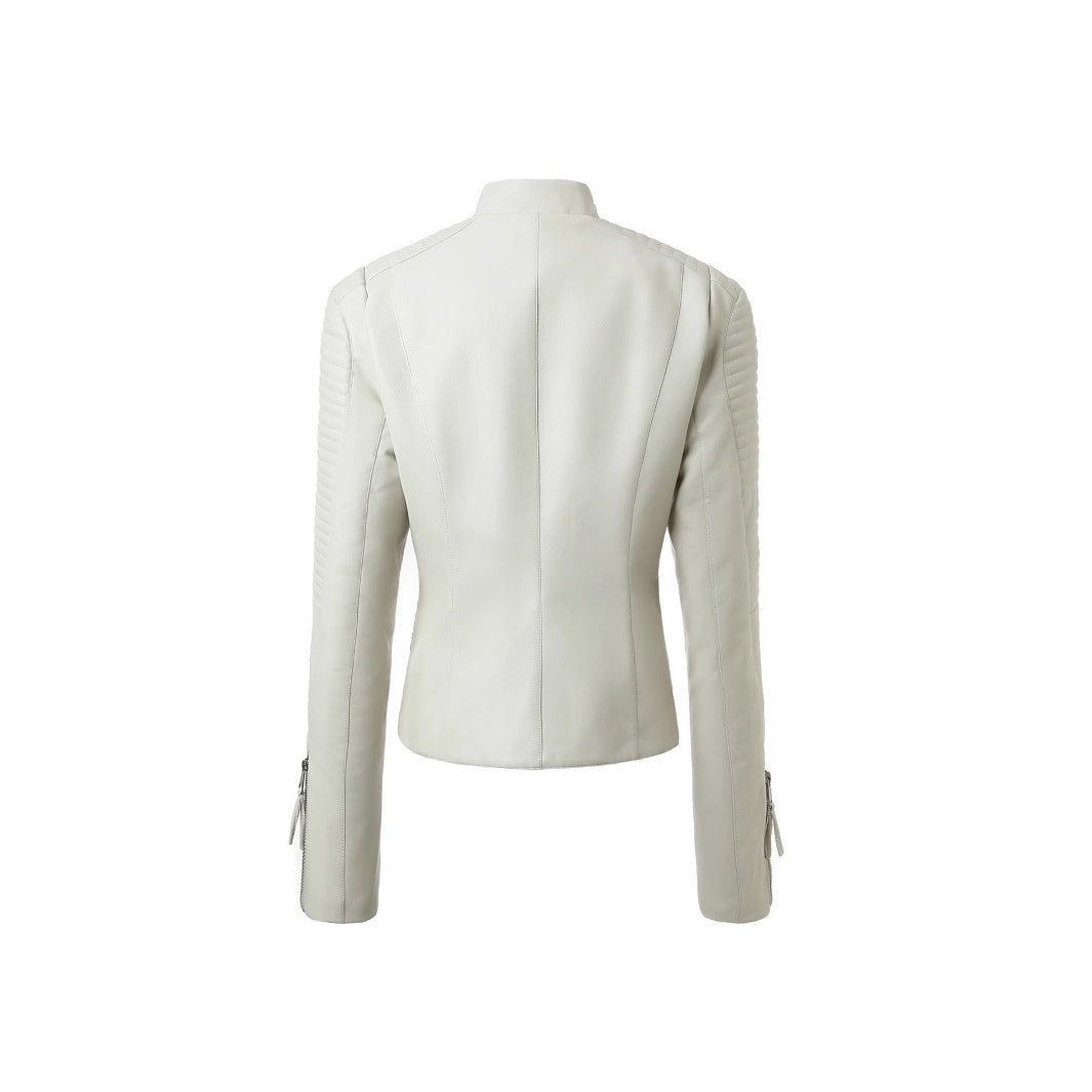 Women's Leather For European Style Slim Lapel Jackets