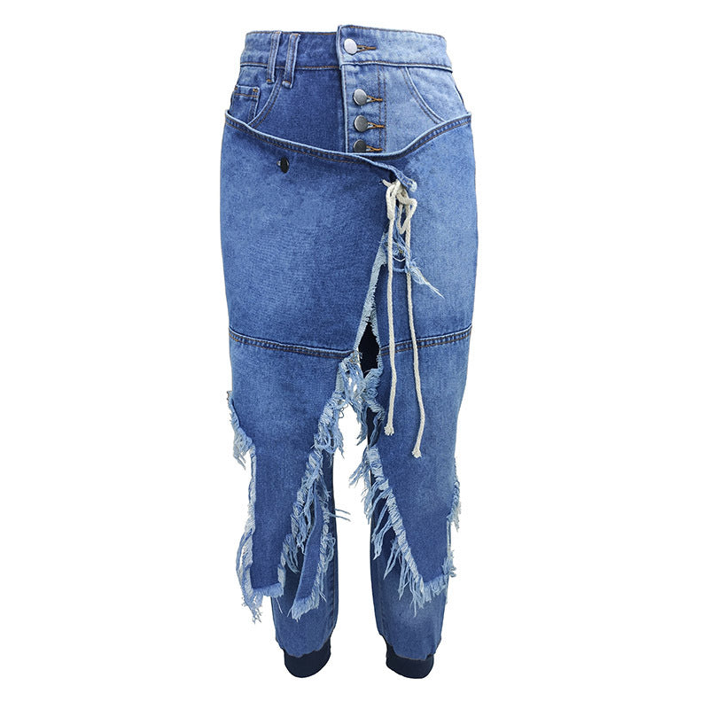Women's Design For Lace Up Ripped Model Skinny Plus Size
