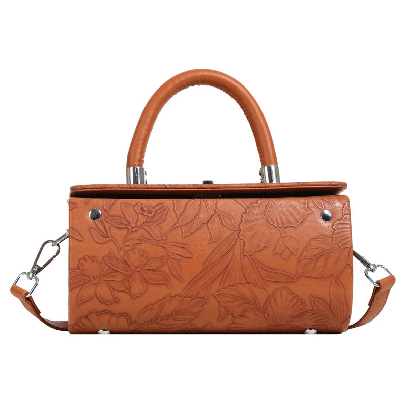 Women's Box Fashion Embossing Portable Advanced Texture Crossbody Bags