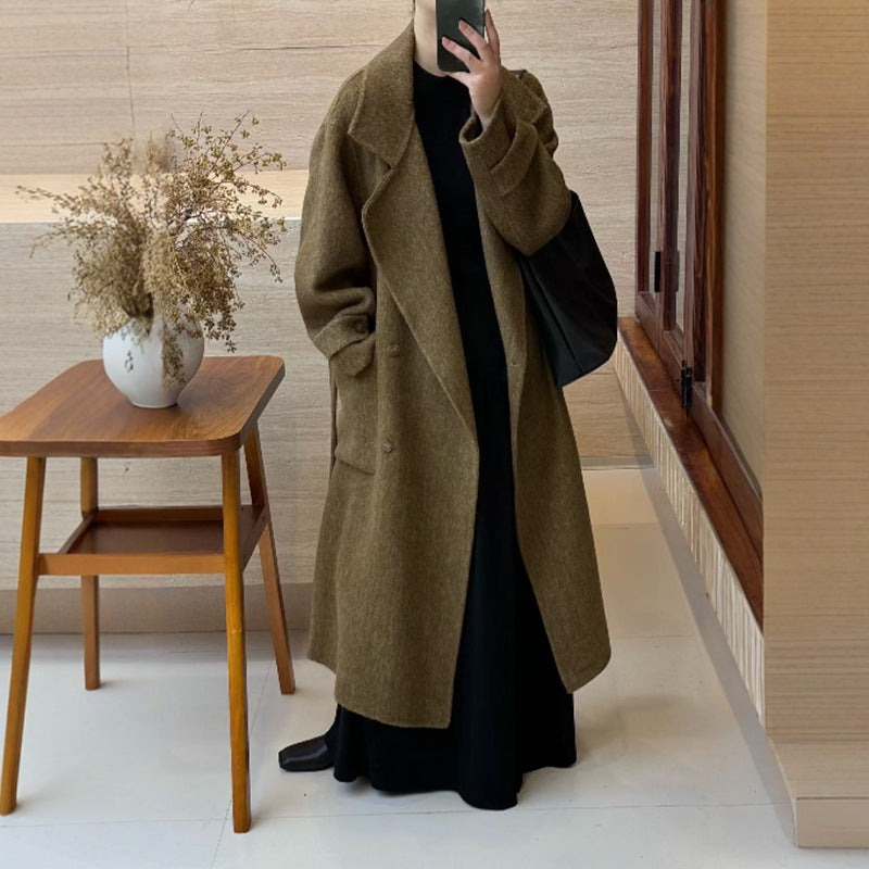 Women's High-grade Graceful Fashionable Double-sided Woolen Large Coats